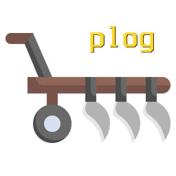 plog logo. A plow with the words 'plog'